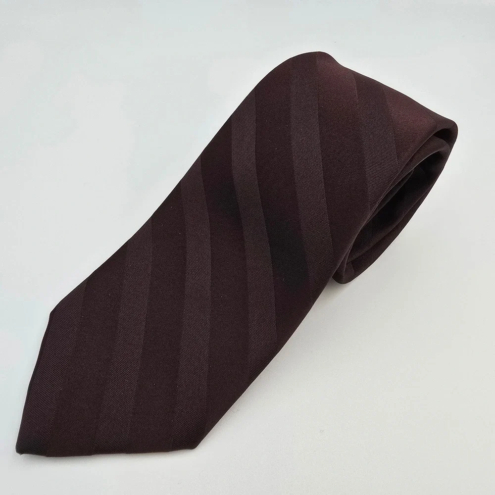 Men's Ketzch Dark Brown Striped Silk Blend Dress Tie Necktie Formal Business Vtg - Picture 1 of 4